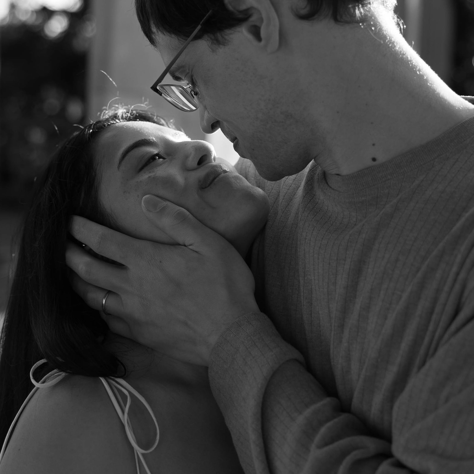 Couple in an embrace | Harkness Memorial State Park Engagement Photos