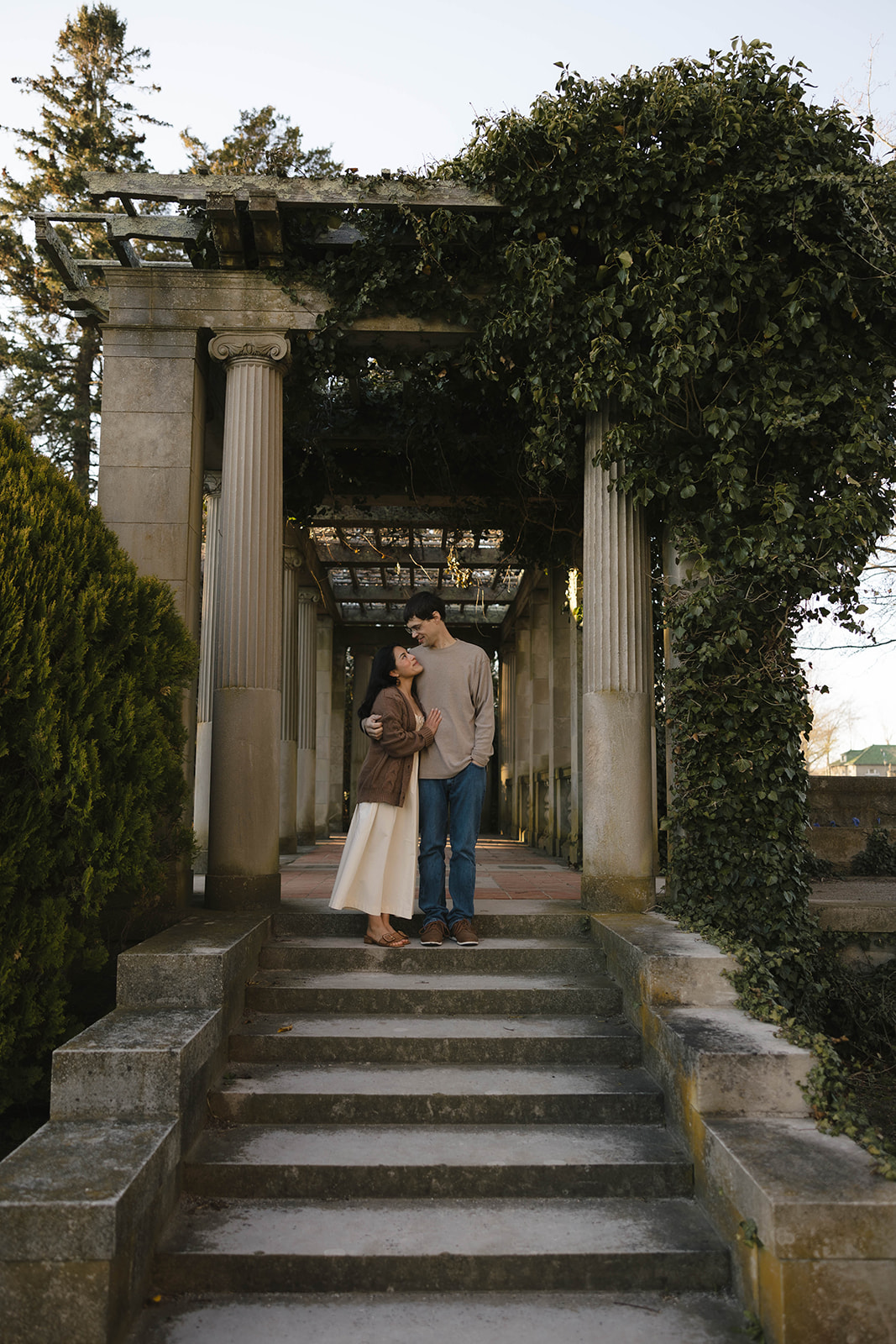 Corey and Gaby photographed under the pergolas