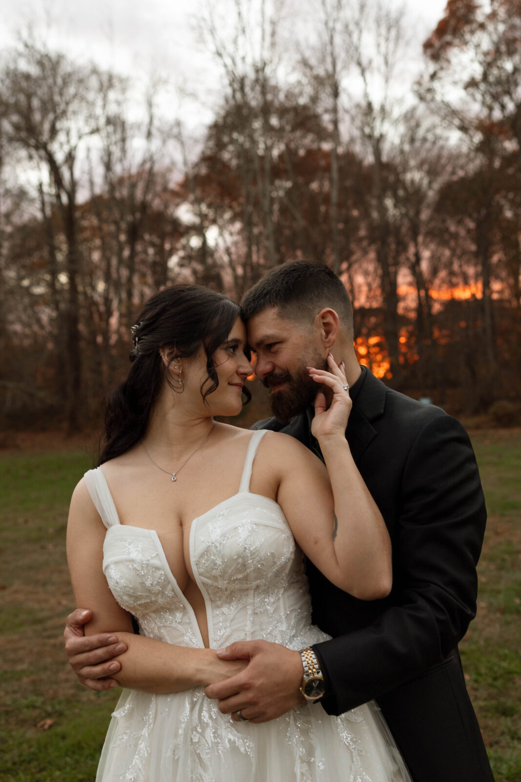 Sunset Wedding Portrait | Backyard New England Wedding