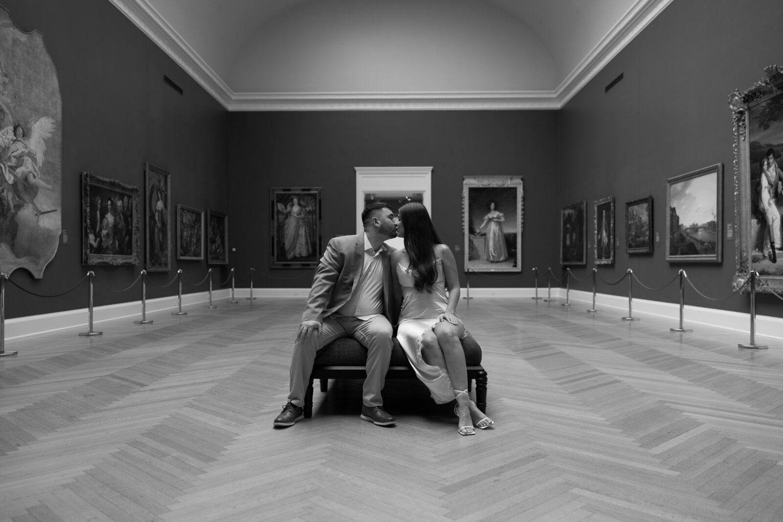 Tori and Blake photographed in RISD Museums Grand Gallery