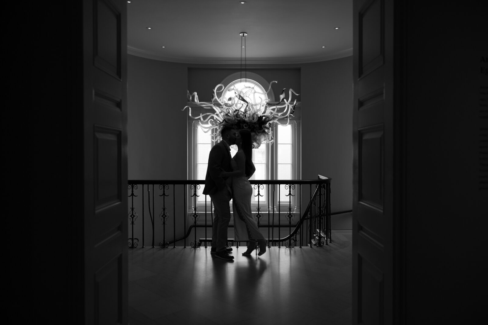 Couple in hall of RISD Museum | Providence Engagement Photos